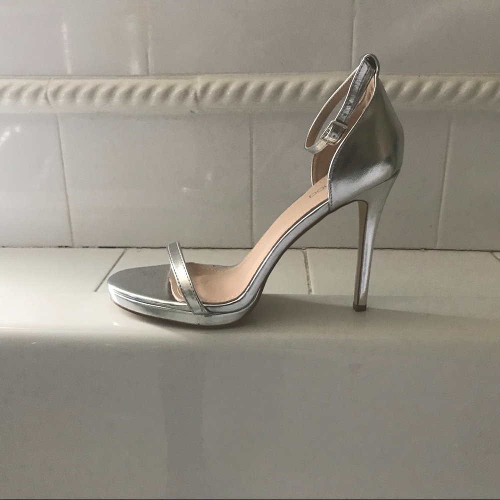 Silver Barely There Heels